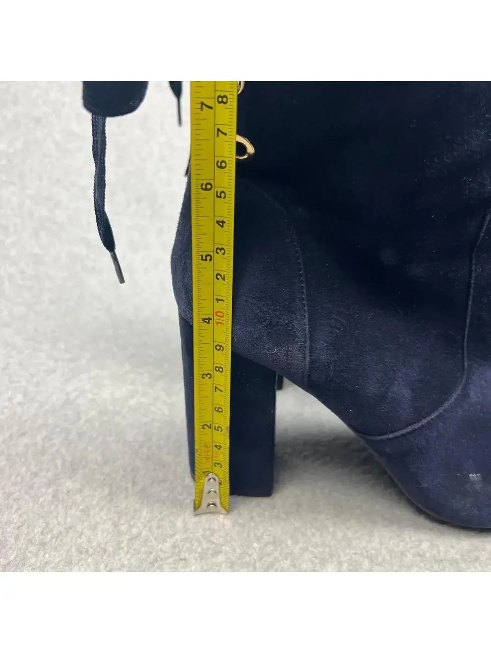 Y2K Tommy Hilfiger Leather Suede Ankle Booties Chunky Heel Womens Size 8.5 90's